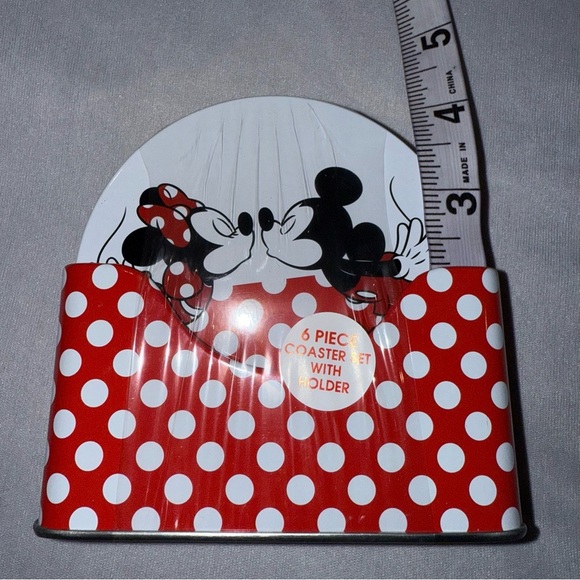 Disney Mickey & Friends 6 Piece Coaster Set Mickey Minnie Mouse Red White - Picture 9 of 10